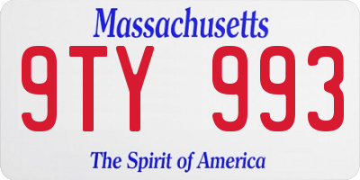 MA license plate 9TY993