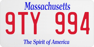 MA license plate 9TY994