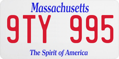 MA license plate 9TY995