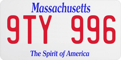 MA license plate 9TY996