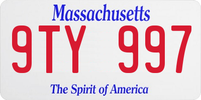 MA license plate 9TY997