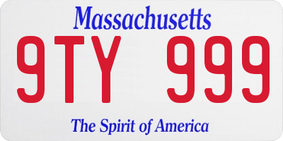 MA license plate 9TY999