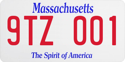 MA license plate 9TZ001