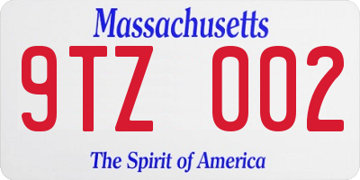 MA license plate 9TZ002