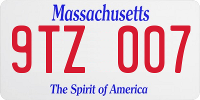 MA license plate 9TZ007