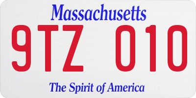 MA license plate 9TZ010