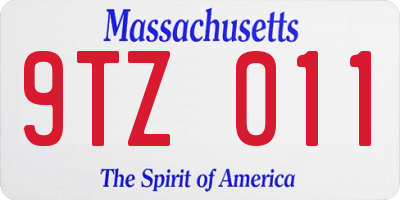 MA license plate 9TZ011