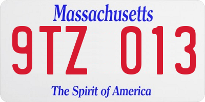 MA license plate 9TZ013