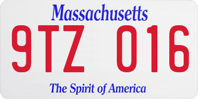 MA license plate 9TZ016