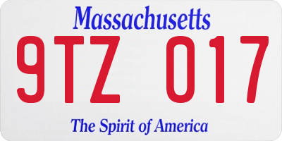MA license plate 9TZ017
