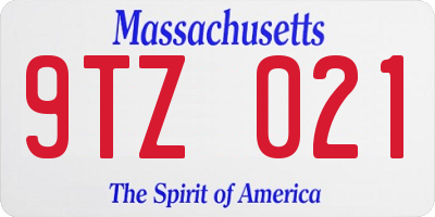 MA license plate 9TZ021