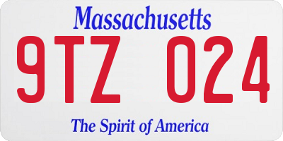 MA license plate 9TZ024