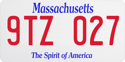MA license plate 9TZ027