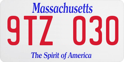 MA license plate 9TZ030