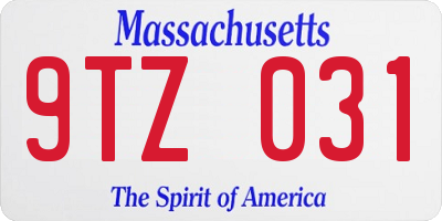 MA license plate 9TZ031