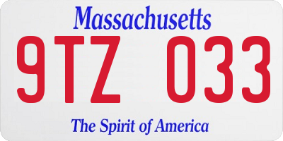MA license plate 9TZ033