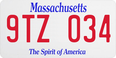 MA license plate 9TZ034