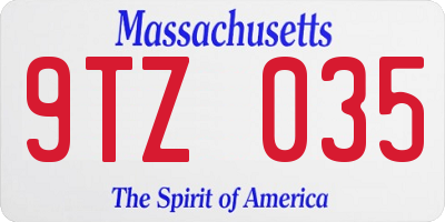 MA license plate 9TZ035