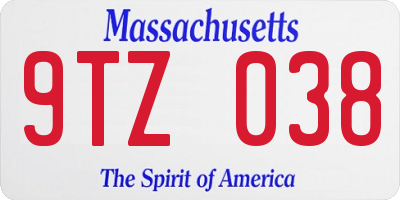 MA license plate 9TZ038