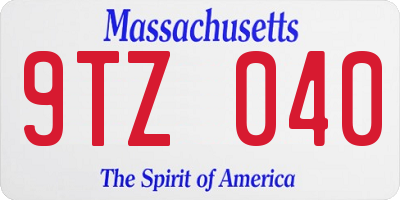 MA license plate 9TZ040
