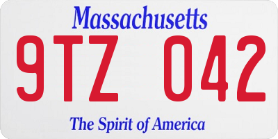 MA license plate 9TZ042