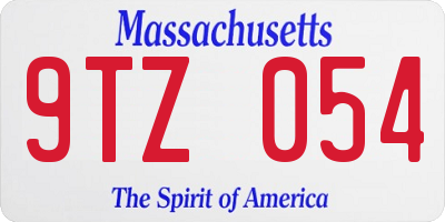 MA license plate 9TZ054