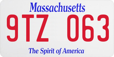 MA license plate 9TZ063