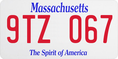 MA license plate 9TZ067