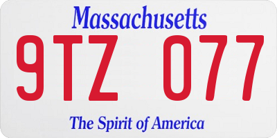 MA license plate 9TZ077