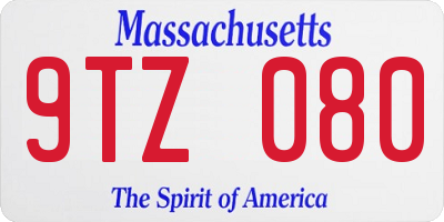 MA license plate 9TZ080