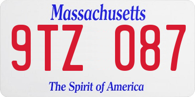 MA license plate 9TZ087