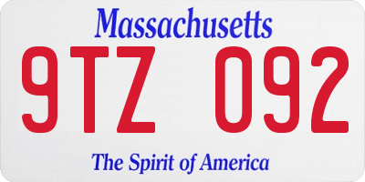 MA license plate 9TZ092