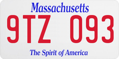 MA license plate 9TZ093