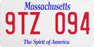 MA license plate 9TZ094