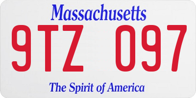 MA license plate 9TZ097