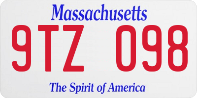 MA license plate 9TZ098
