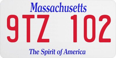 MA license plate 9TZ102