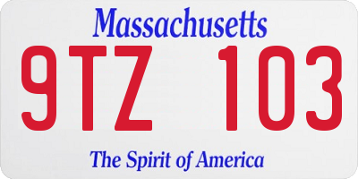MA license plate 9TZ103