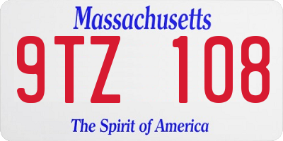 MA license plate 9TZ108
