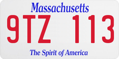 MA license plate 9TZ113