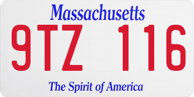 MA license plate 9TZ116