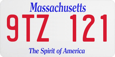 MA license plate 9TZ121