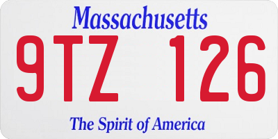 MA license plate 9TZ126