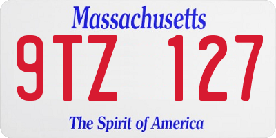 MA license plate 9TZ127