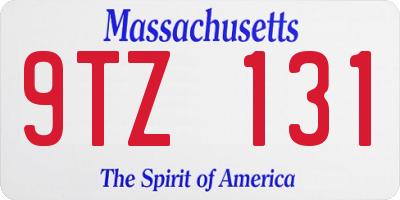 MA license plate 9TZ131