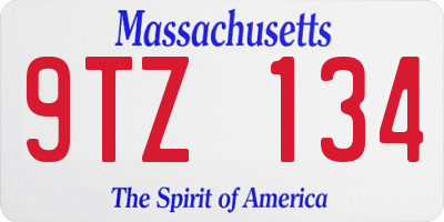 MA license plate 9TZ134