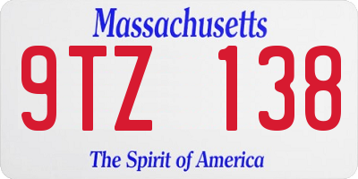 MA license plate 9TZ138
