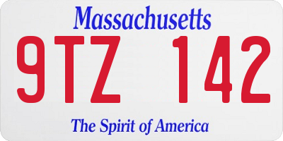MA license plate 9TZ142