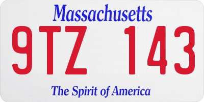 MA license plate 9TZ143