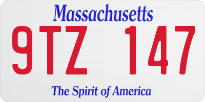 MA license plate 9TZ147